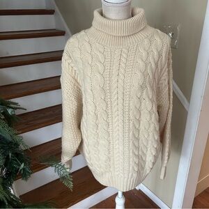 Black Cat Vintage Wool Cable Knit Nautical Fisherman Sweater Women’s L Chunky